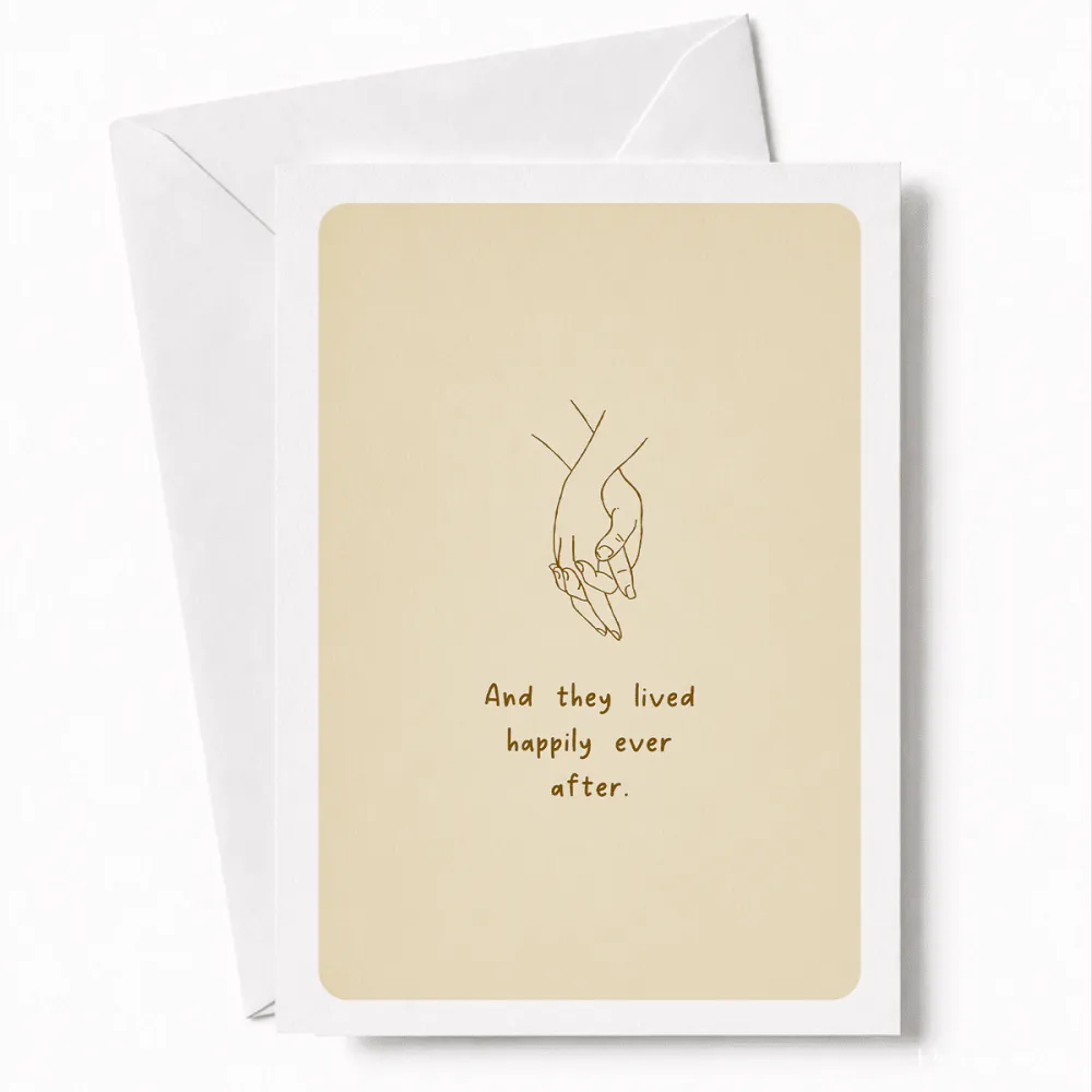 And They Lived Happily Ever After | Wedding Card - wedding card, lived happily, kraft envelope, personalized foil