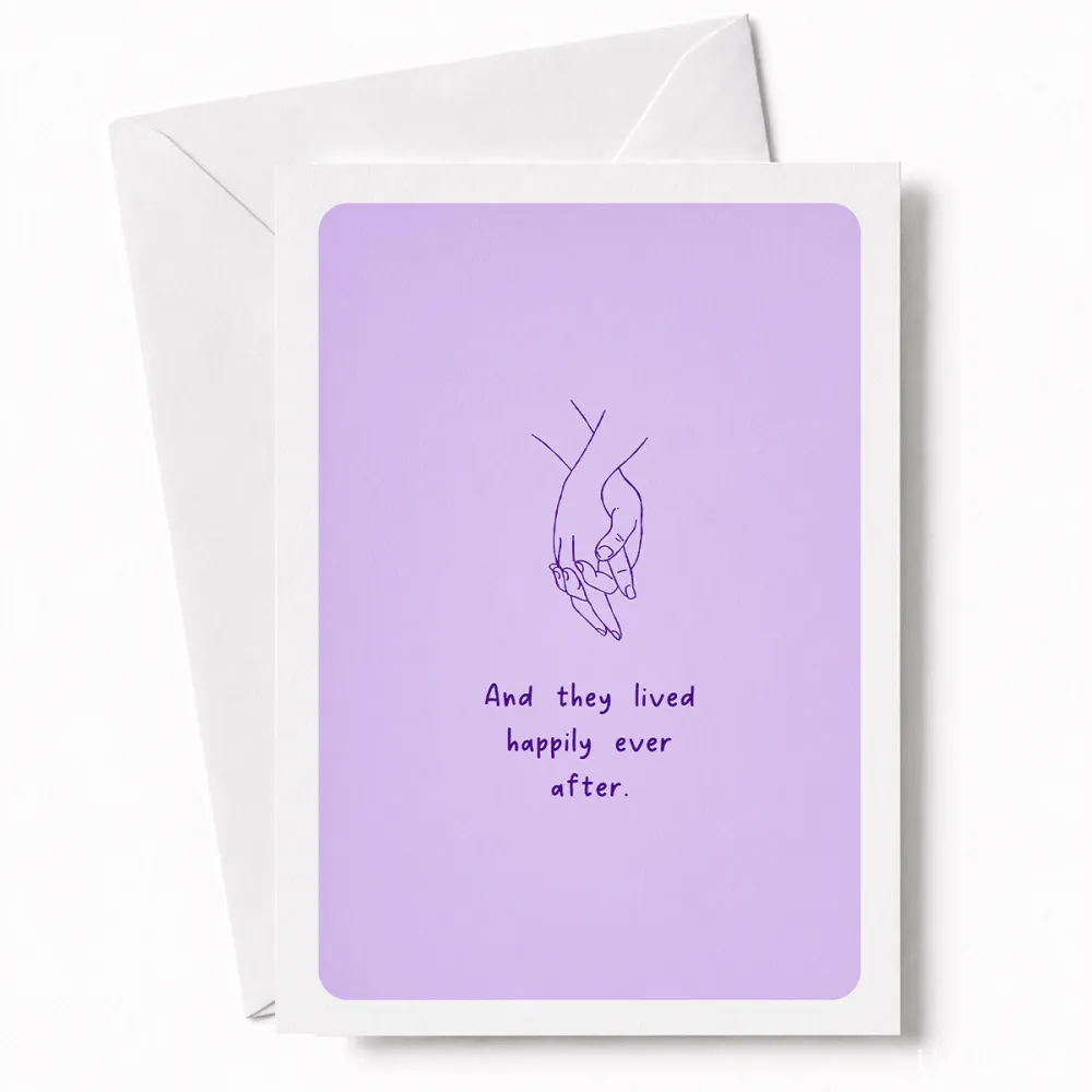 And They Lived Happily Ever After | Wedding Card - wedding card, lived happily, kraft envelope, personalized foil