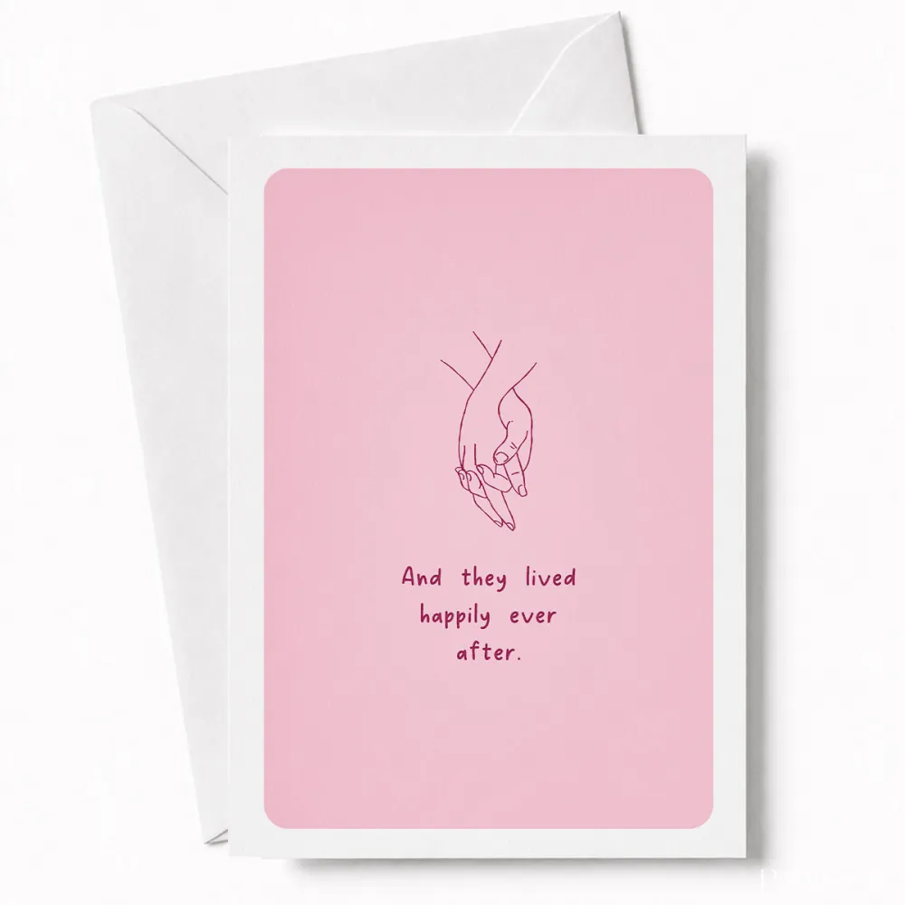 And They Lived Happily Ever After | Wedding Card - wedding card, lived happily, kraft envelope, personalized foil