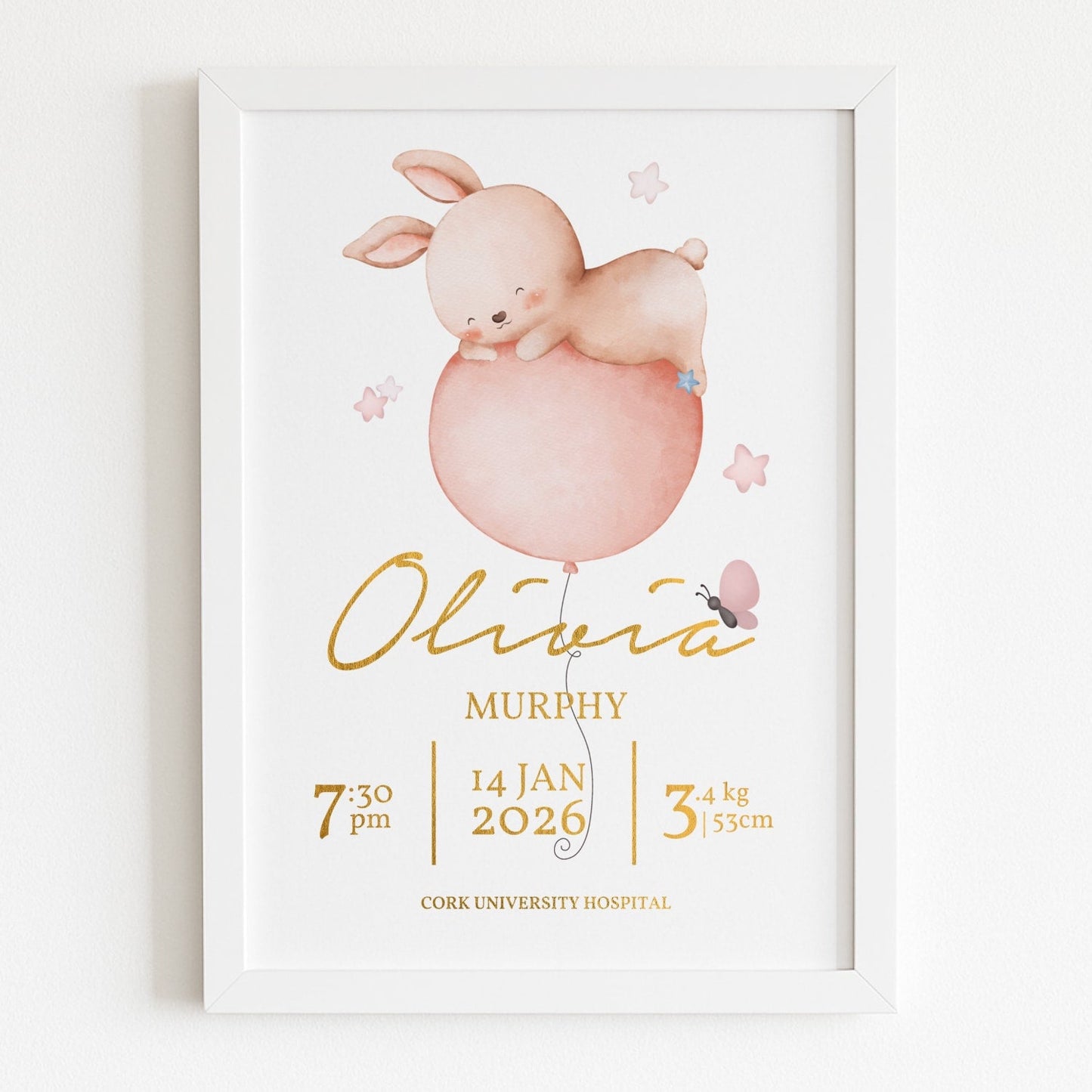 Baby Girl Personalised Baby Name Print - Prints - Printarelle