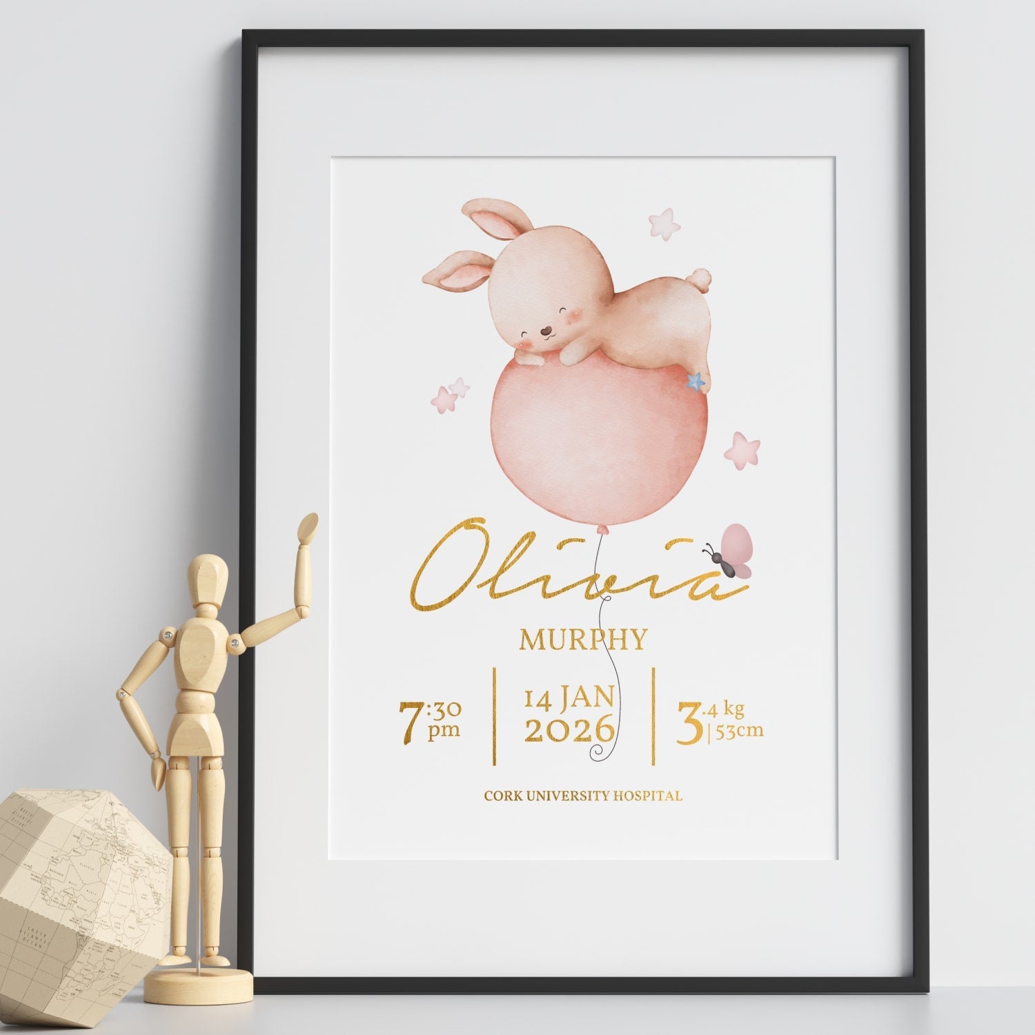 Baby Girl Personalised Baby Name Print - Prints - Printarelle