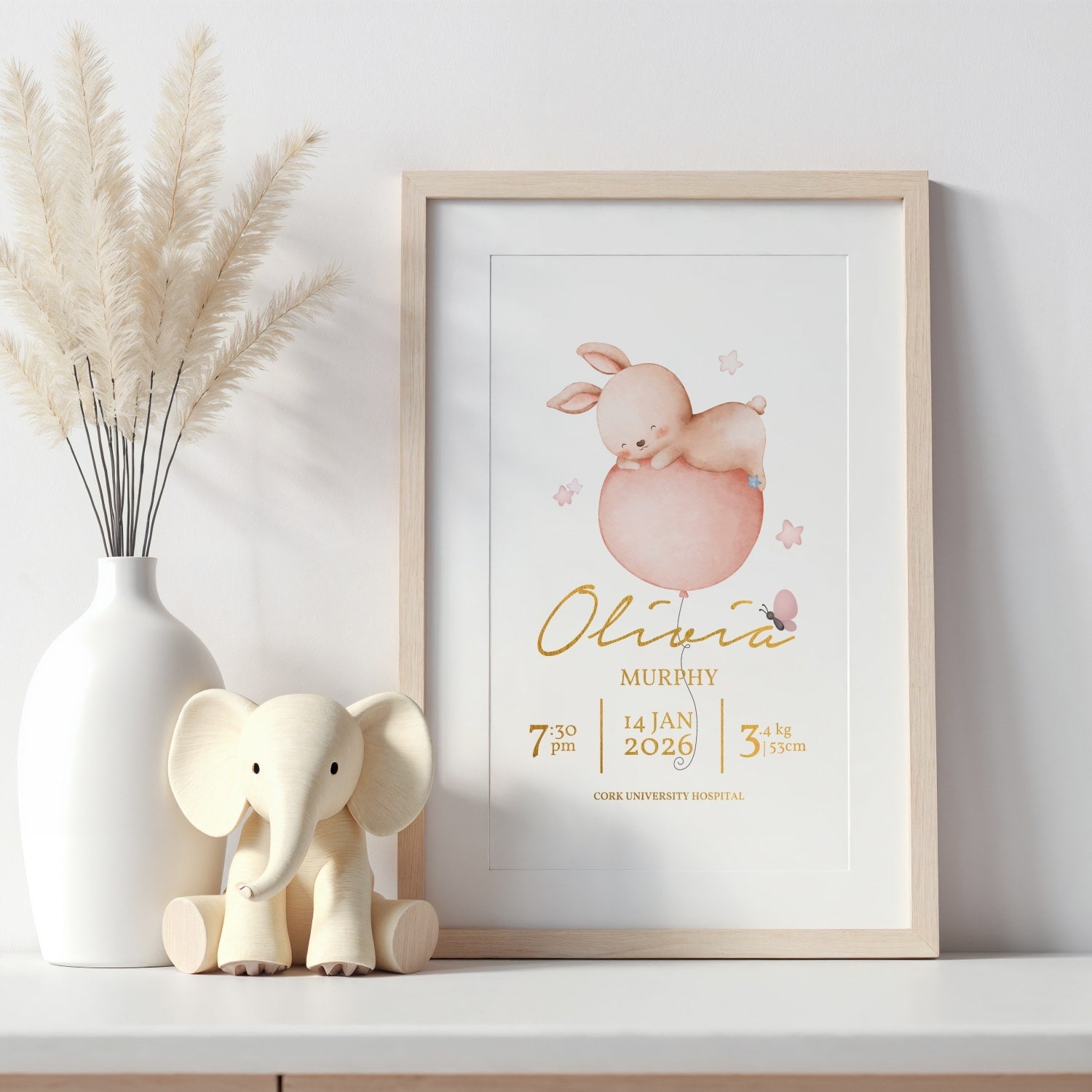 Baby Girl Personalised Baby Name Print - Prints - Printarelle