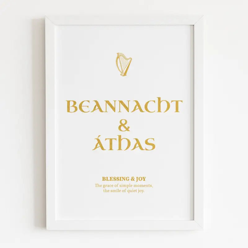 Beannacht & Áthas Irish Gold Foil Print - Prints - Printarelle