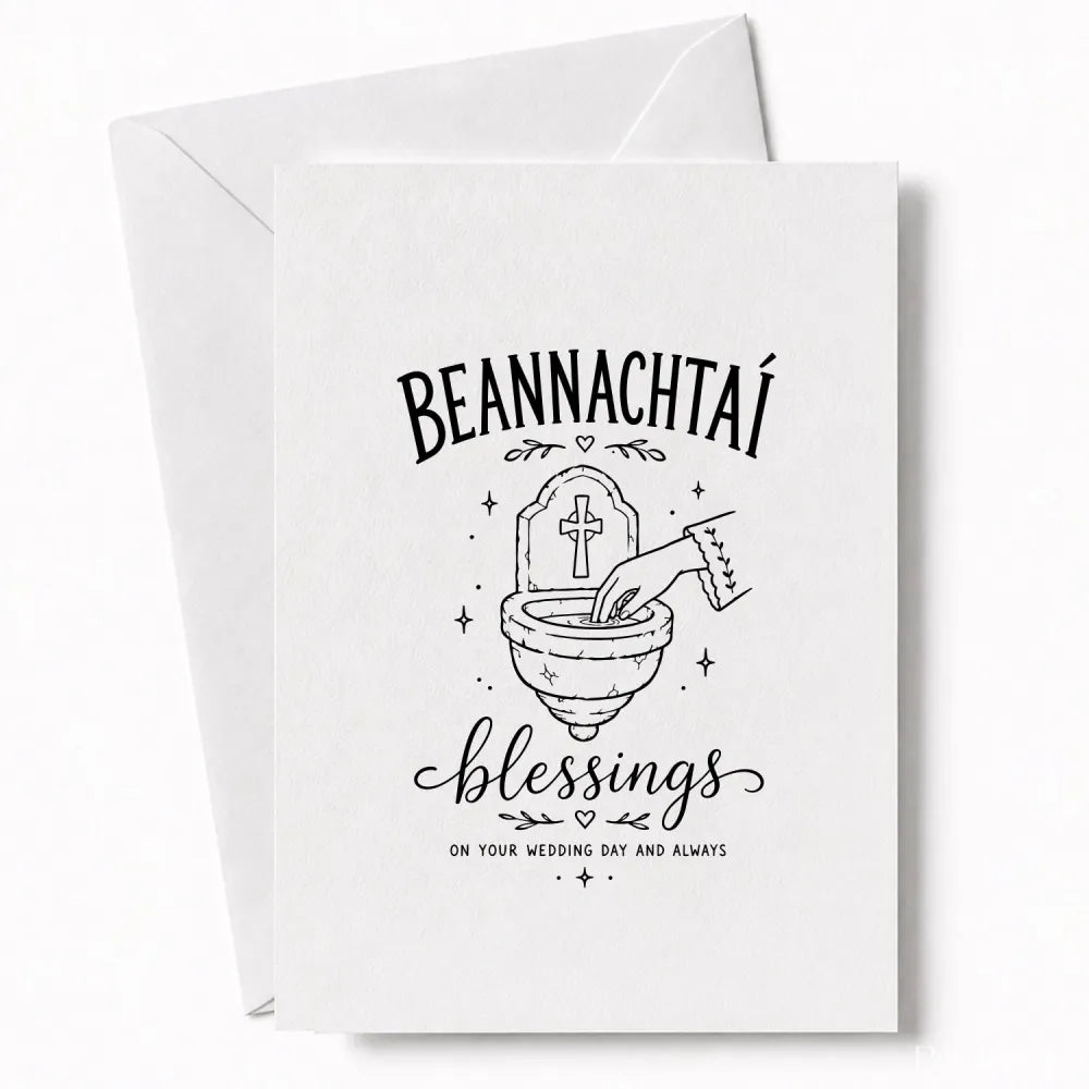 Handmade - Greeting Card - Irish Beannachtaí Wedding Blessings Card | Ireland