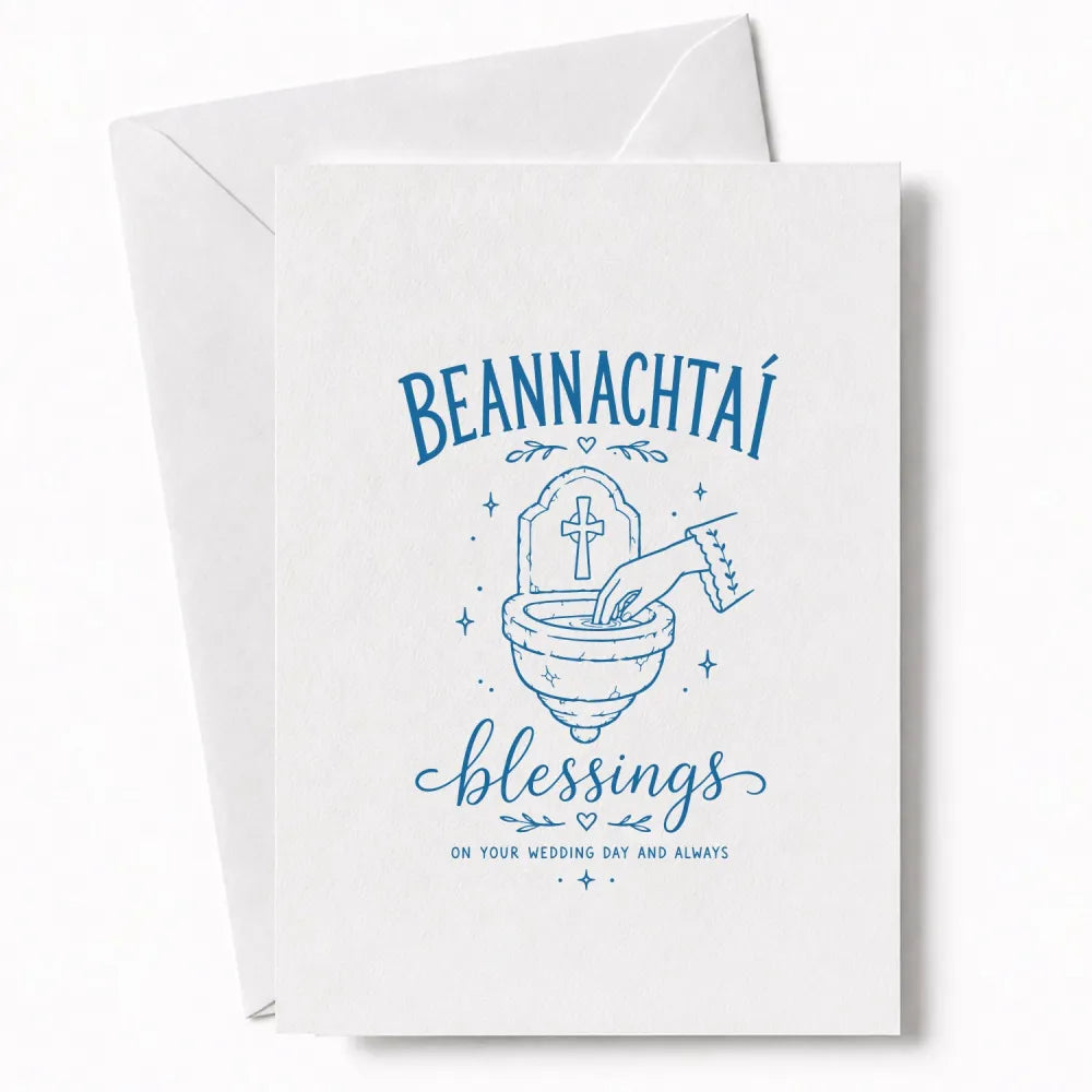 Handmade - Greeting Card - Irish Beannachtaí Wedding Blessings Card | Ireland