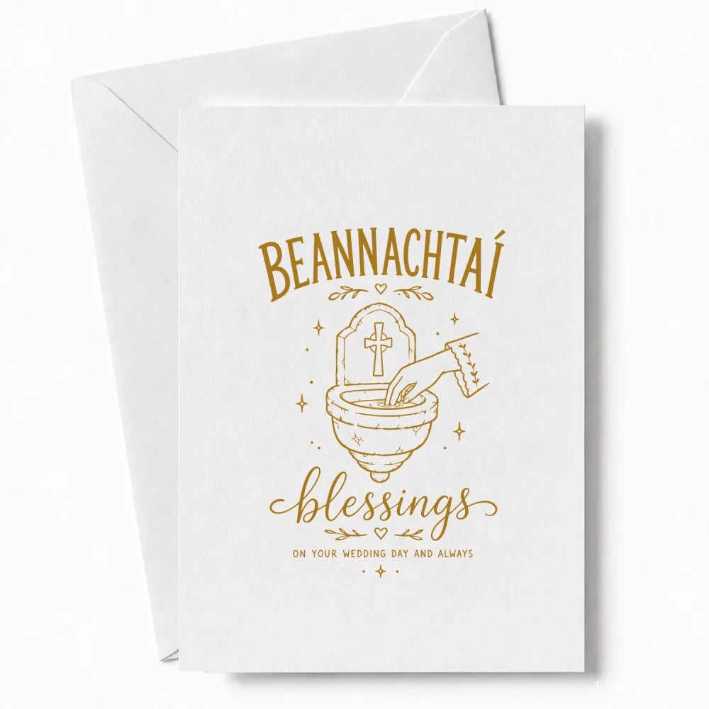 Handmade - Greeting Card - Irish Beannachtaí Wedding Blessings Card | Ireland