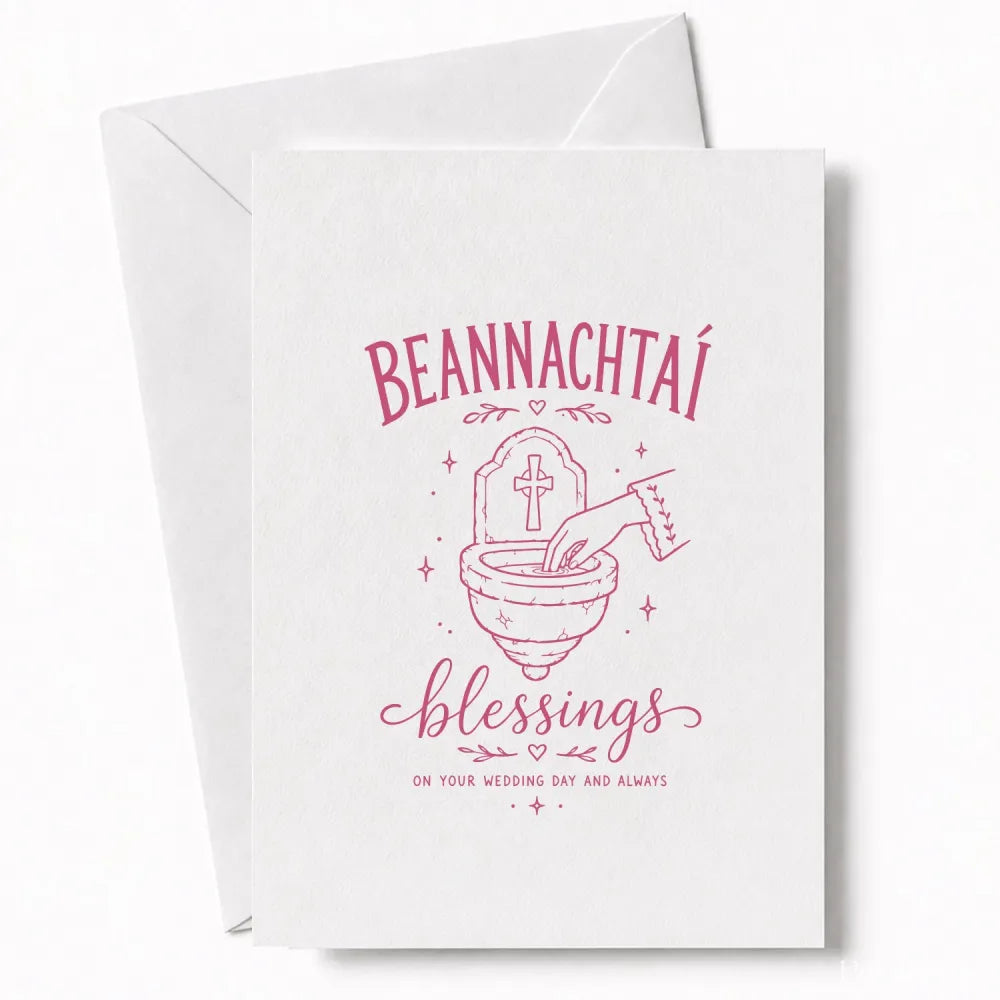 Handmade - Greeting Card - Irish Beannachtaí Wedding Blessings Card | Ireland