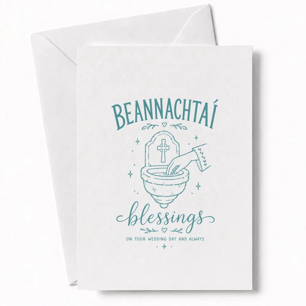 Handmade - Greeting Card - Irish Beannachtaí Wedding Blessings Card | Ireland