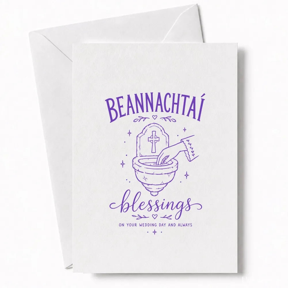 Handmade - Greeting Card - Irish Beannachtaí Wedding Blessings Card | Ireland