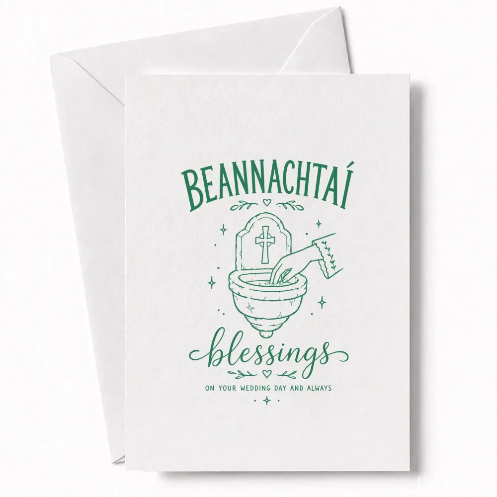 Handmade - Greeting Card - Irish Beannachtaí Wedding Blessings Card | Ireland