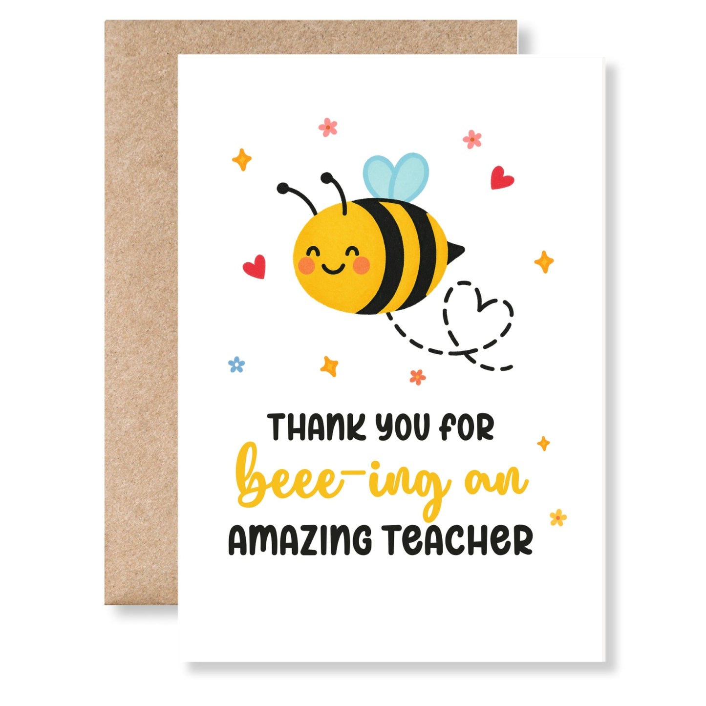 Bee Teacher Thank You Card – Teacher Appreciation Gift - Greeting Card - Printarelle
