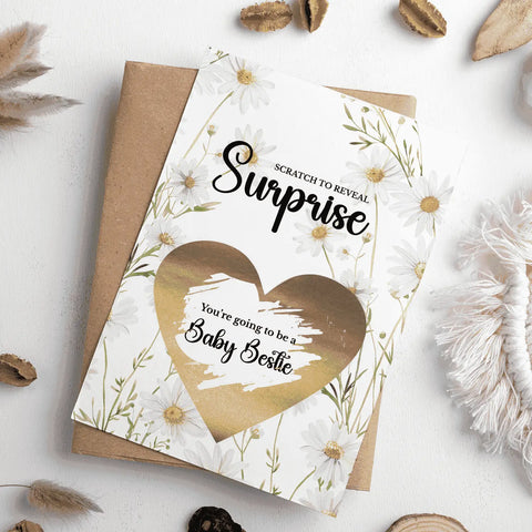 Best Friend Baby Reveal Card – Scratch-Off Keepsake - Greeting Card