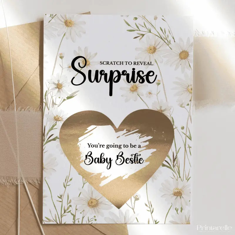Best Friend Baby Reveal Card – Scratch-Off Keepsake - Greeting Card
