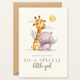 Birthday Card – Cute Safari Design for Little Girl - Greeting Card
