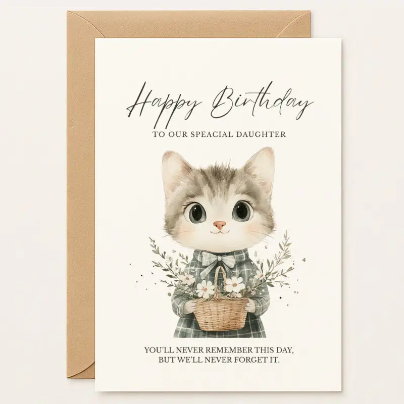 Birthday Card for Daughter – Cute Kitten - Greeting Card