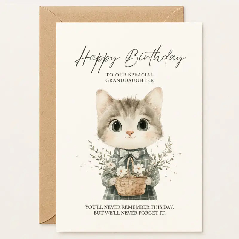 Birthday Card for Granddaughter – Cute Kitten - Greeting Card