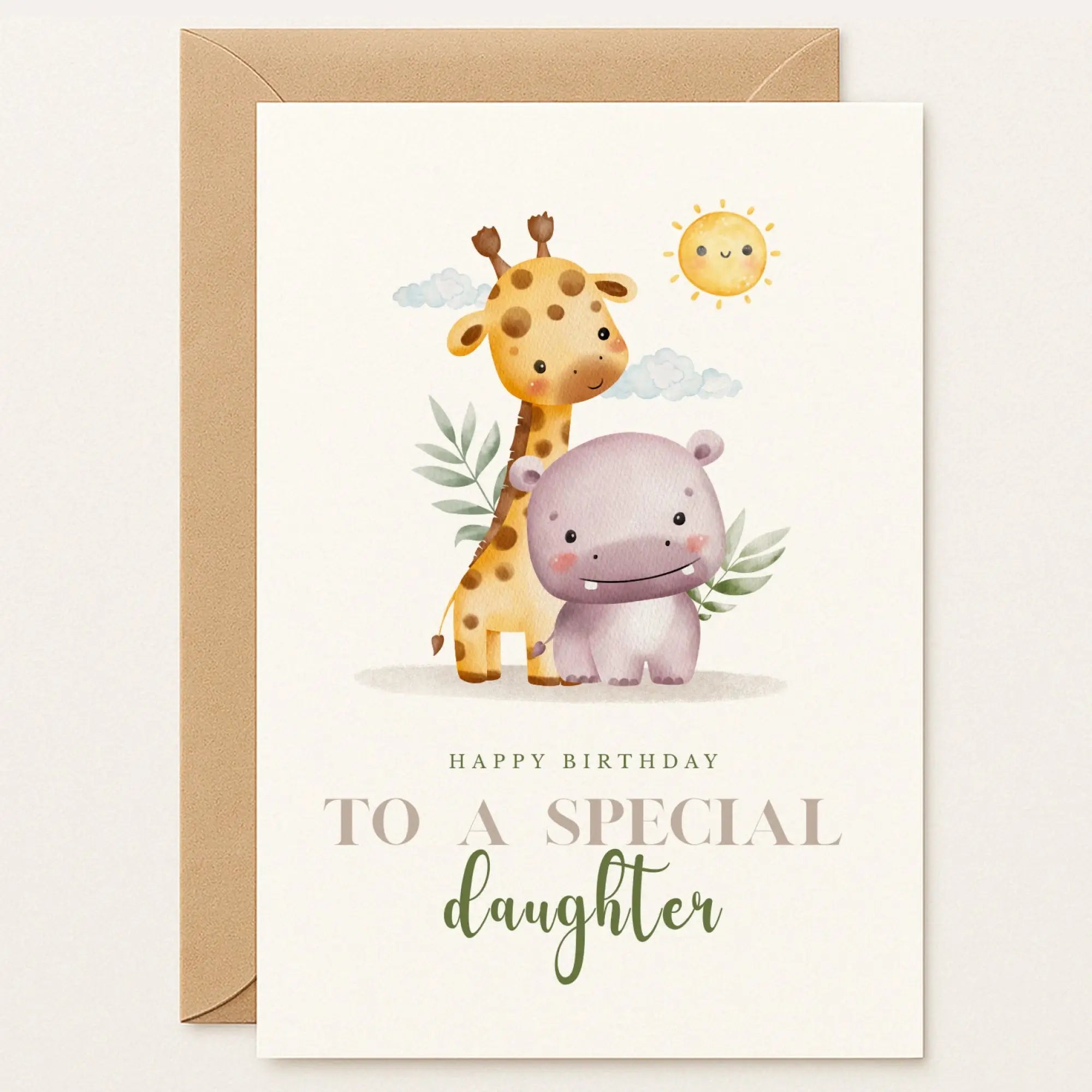 Birthday Card – Safari Animals for Daughter - Greeting Card