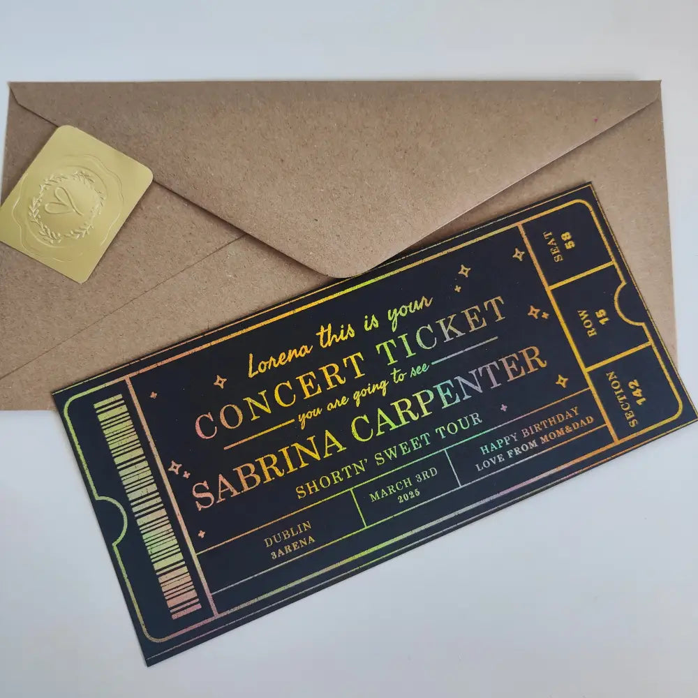 Black Concert Ticket for Concert Lovers and Special Events - Foil Ticket