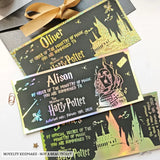 Black Foil Harry Potter Ticket | Luxury Hogwarts Acceptance Letter - harry potter, black cardstock, premium black