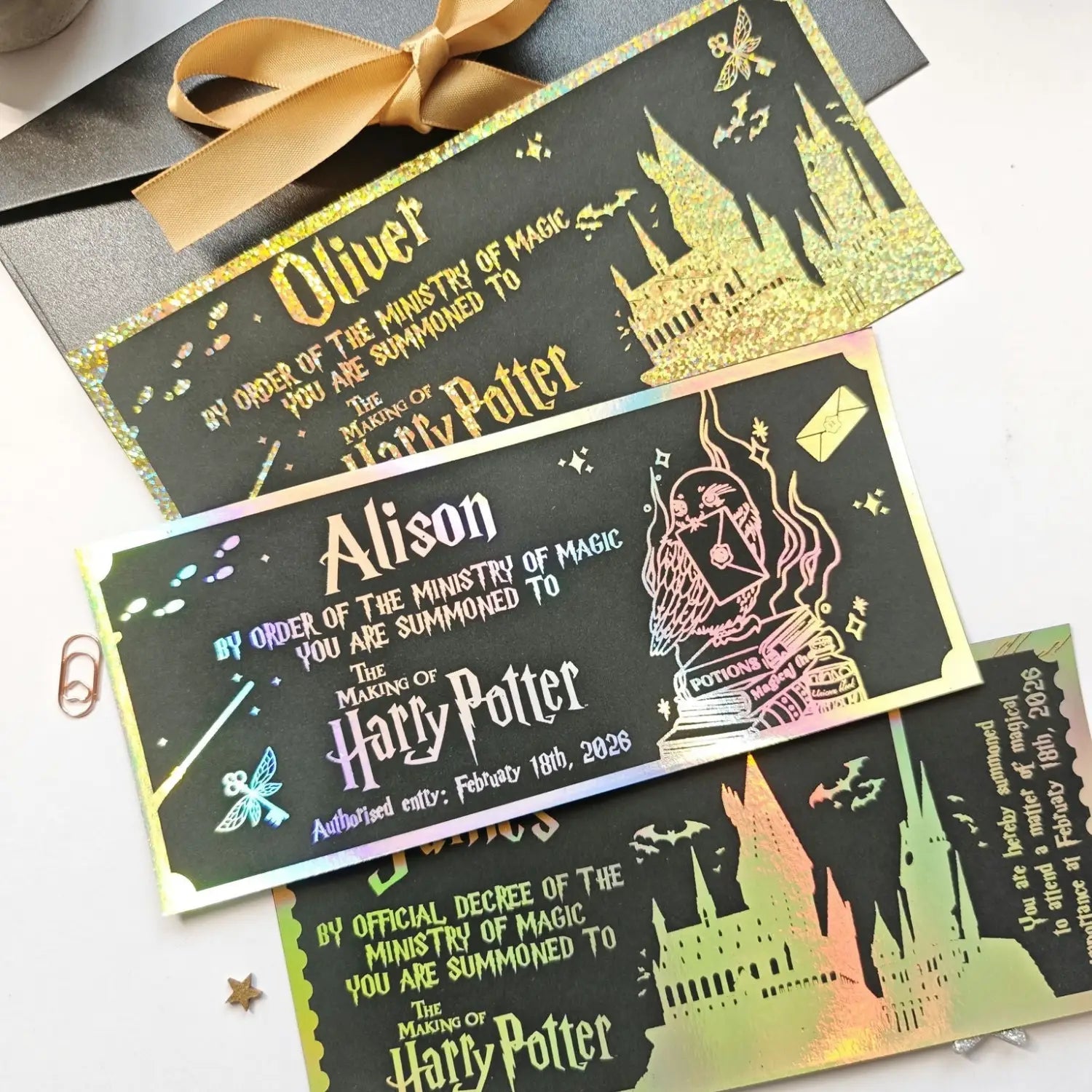 black foil harry potter ticket luxury hogwarts acceptance letter printarelle