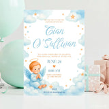 Blue Angel Baptism Invitation | Personalised Christening Invite - blue angel baptism, blue angel, angel baptism,