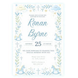 Blue Rocking Horse Boy Baptism Invitation - blue rocking horse, blue rocking, rocking horse, baptism invitation,