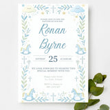 Blue Rocking Horse Boy Baptism Invitation - blue rocking horse, blue rocking, rocking horse, baptism invitation,