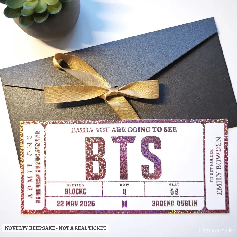 BTS Concert Foil Ticket | Personalised Keepsake Gift - bts concert foil, gift reveal, concert surprise, personalized