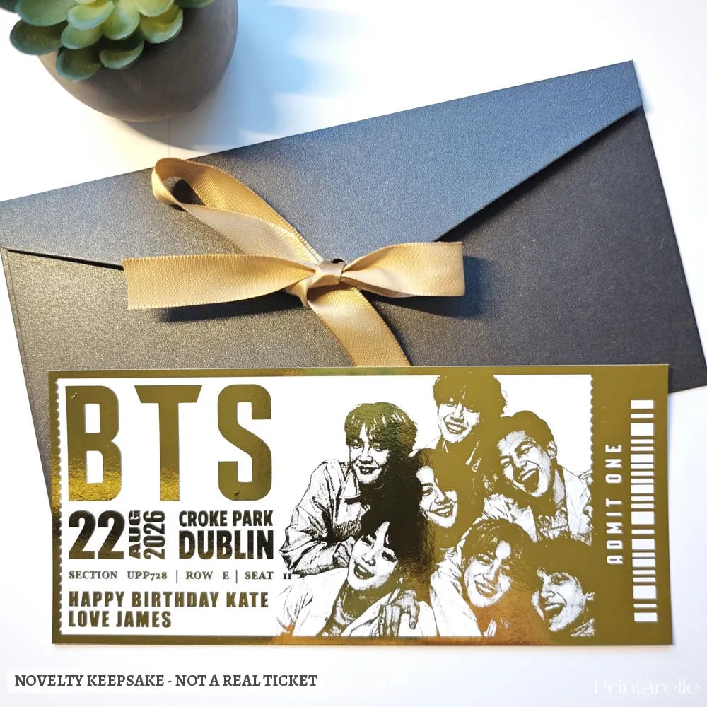 BTS Concert Foil Ticket | Personalised Keepsake Gift - bts concert foil, gift reveal, concert surprise, personalized