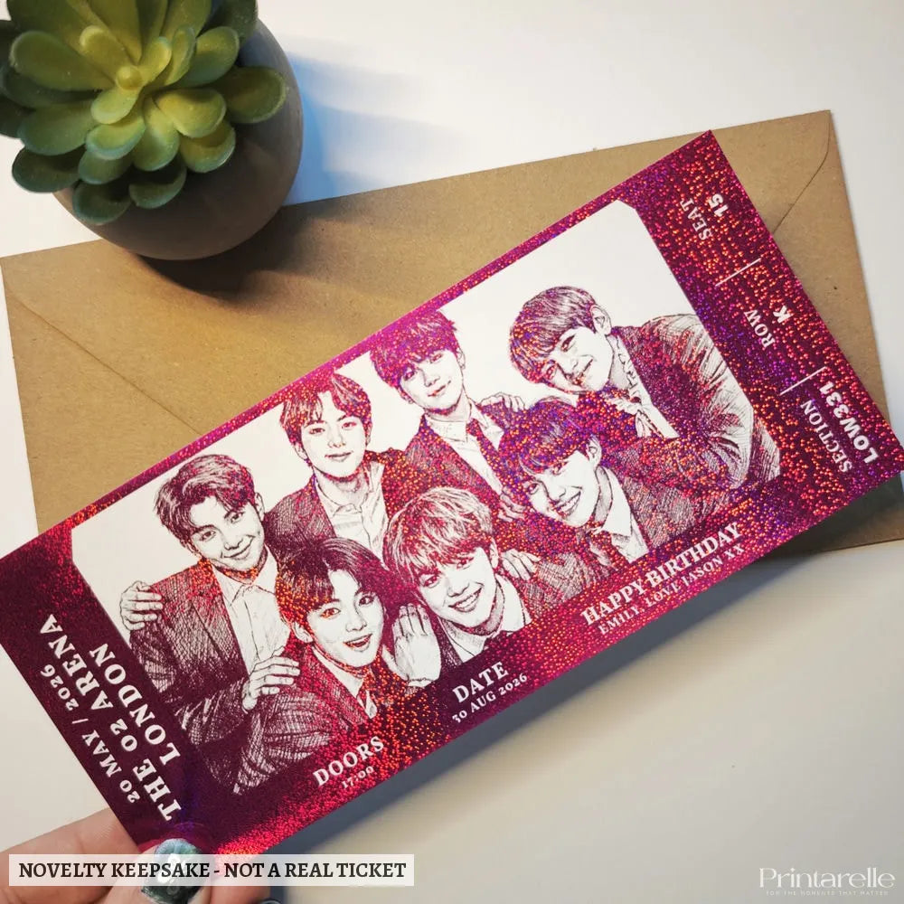 BTS Concert Foil Ticket | Personalised Keepsake Gift - bts concert foil, gift reveal, concert surprise, personalized