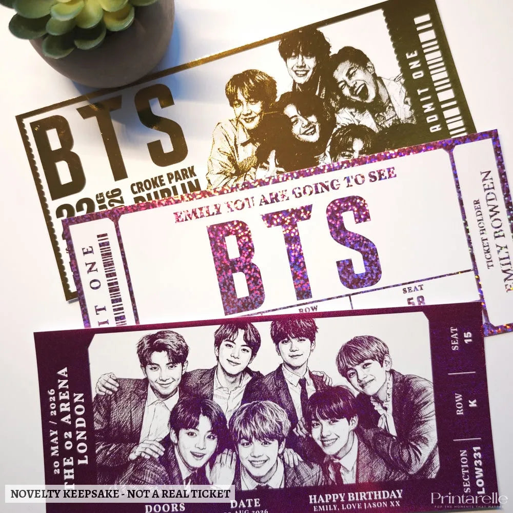BTS Concert Foil Ticket | Personalised Keepsake Gift - bts concert foil, gift reveal, concert surprise, personalized