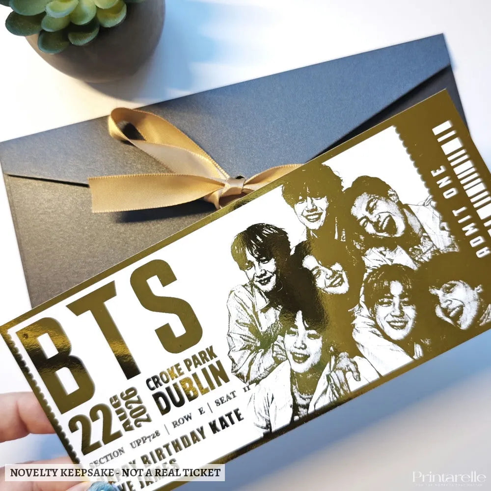 BTS Concert Foil Ticket | Personalised Keepsake Gift - bts concert foil, gift reveal, concert surprise, personalized