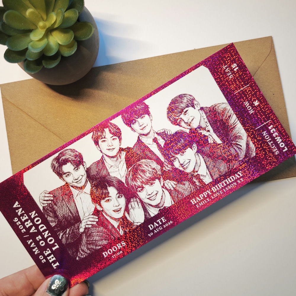 BTS Concert Foil Ticket | Personalised Keepsake Gift - Foil Ticket - Printarelle