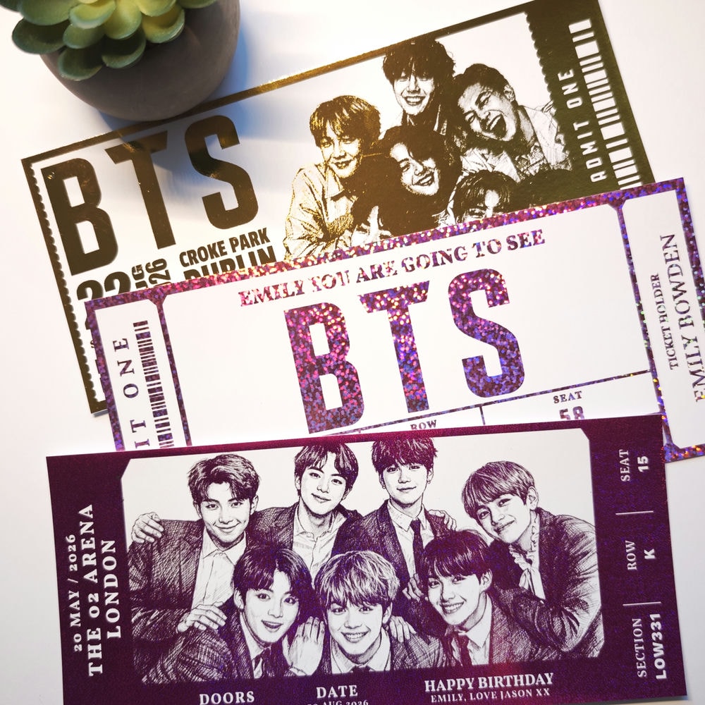 BTS Concert Foil Ticket | Personalised Keepsake Gift - Foil Ticket - Printarelle