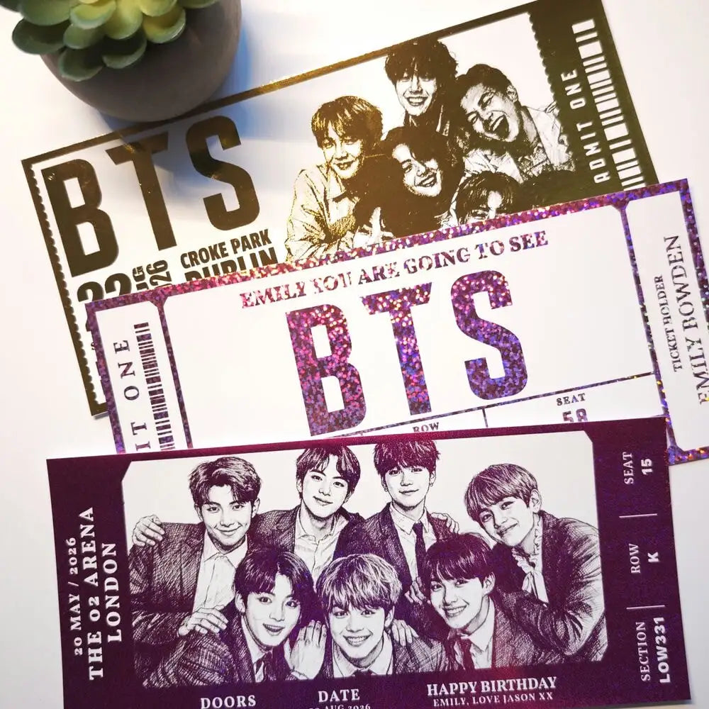 BTS Concert Foil Ticket | Personalised Keepsake Gift - Foil Ticket - Printarelle