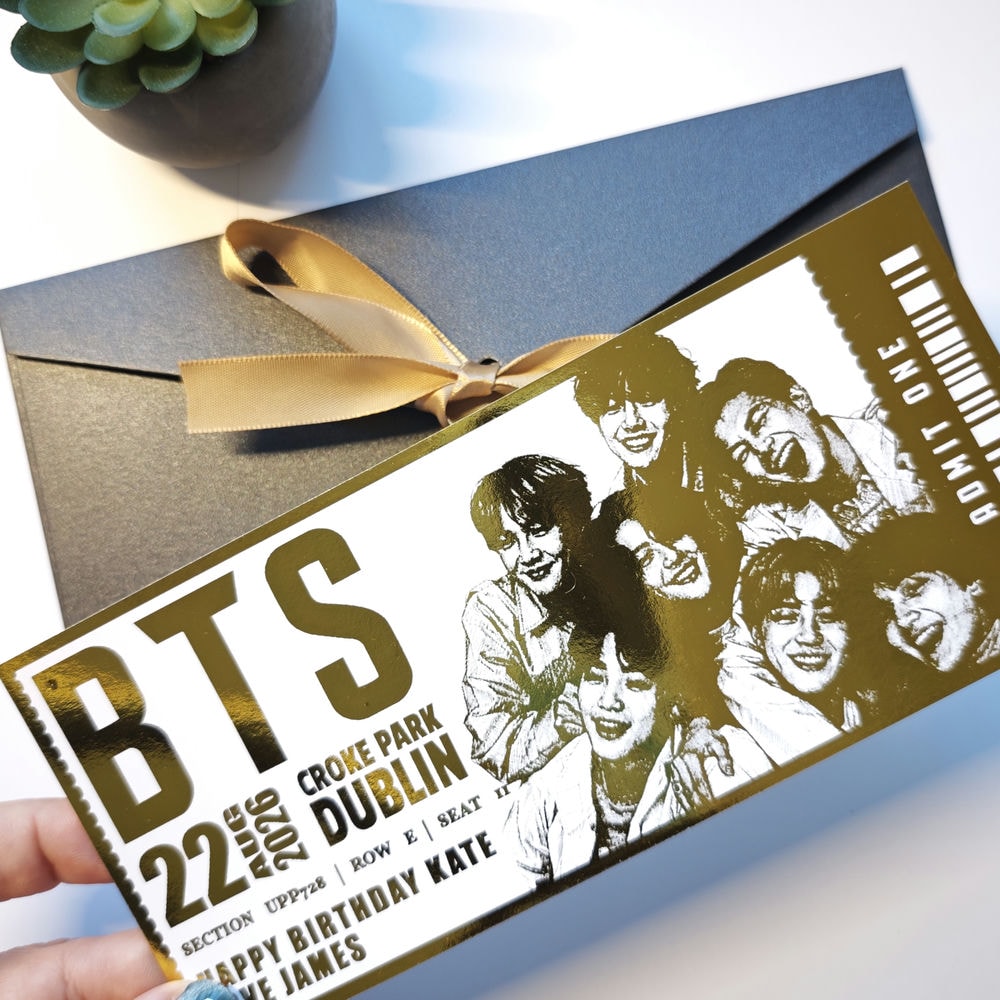 BTS Concert Foil Ticket | Personalised Keepsake Gift - Foil Ticket - Printarelle