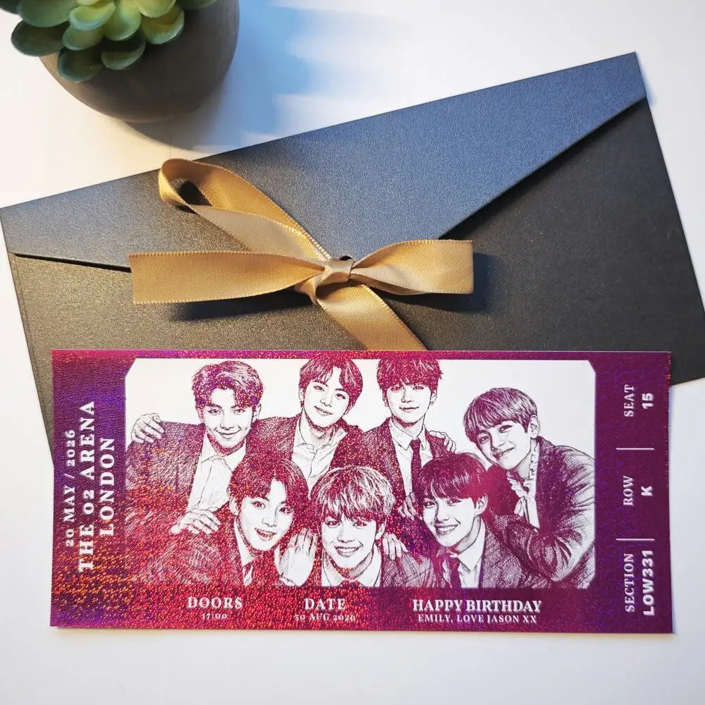 BTS Concert Foil Ticket | Personalised Keepsake Gift - Red / Variation 3 Foil Ticket - Printarelle