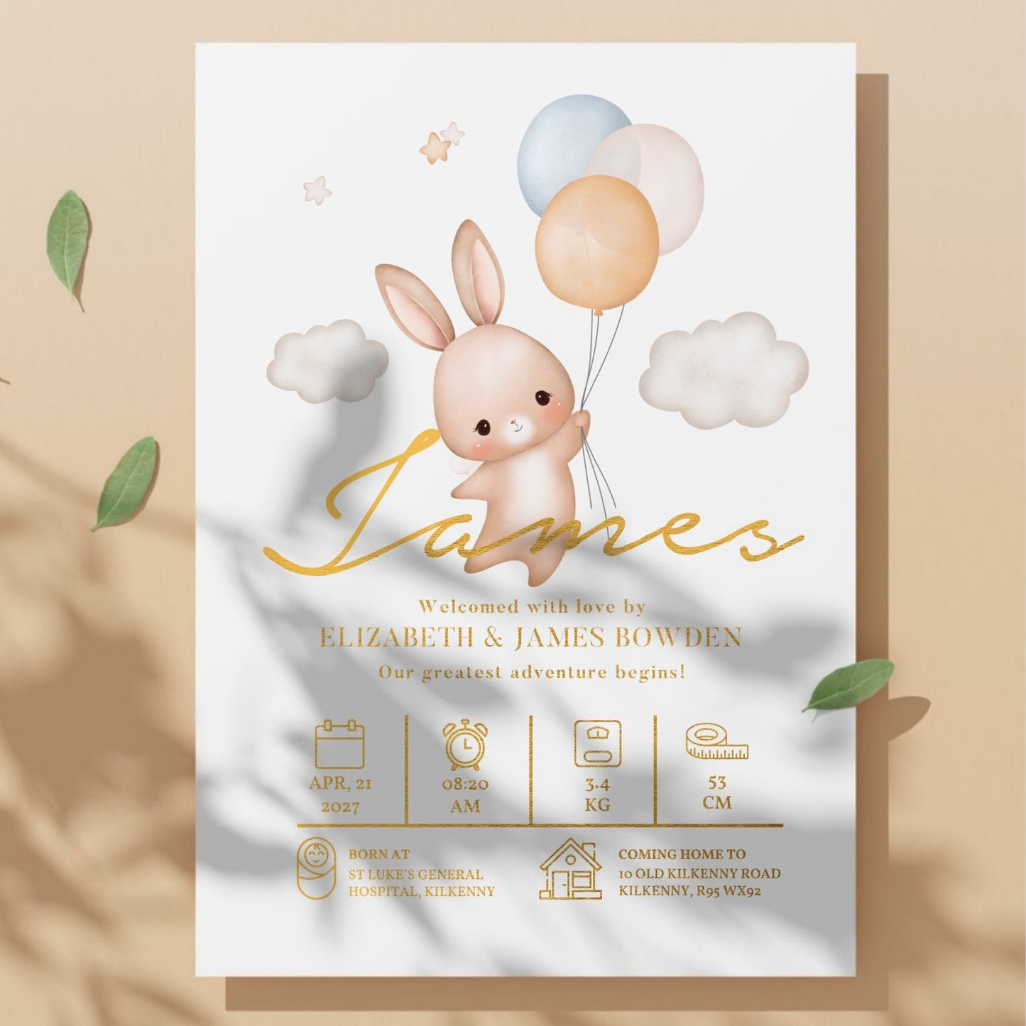 Bunny Personalised Baby Name Print For Nursery - Prints - Printarelle