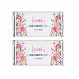 Pink floral vintage pink pram chocolate bars personalized for lorenas christening day butterfly pram design