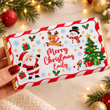 A festive candy cane border christmas chocolate bar wrapped in red and white with merry christmas emily message