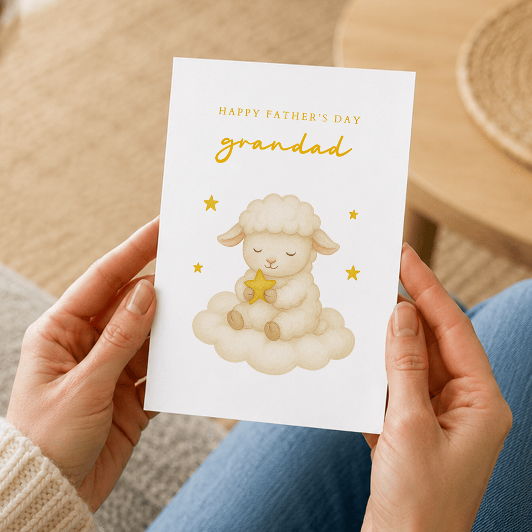 Father's Day Card for Grandad – Lamb on Cloud with Star | Handmade in Ireland