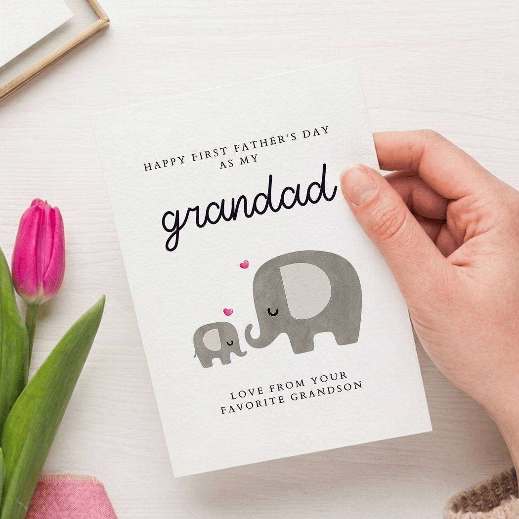 First Father's Day Card for Grandad – Elephants from Grandson | Handmade in Ireland