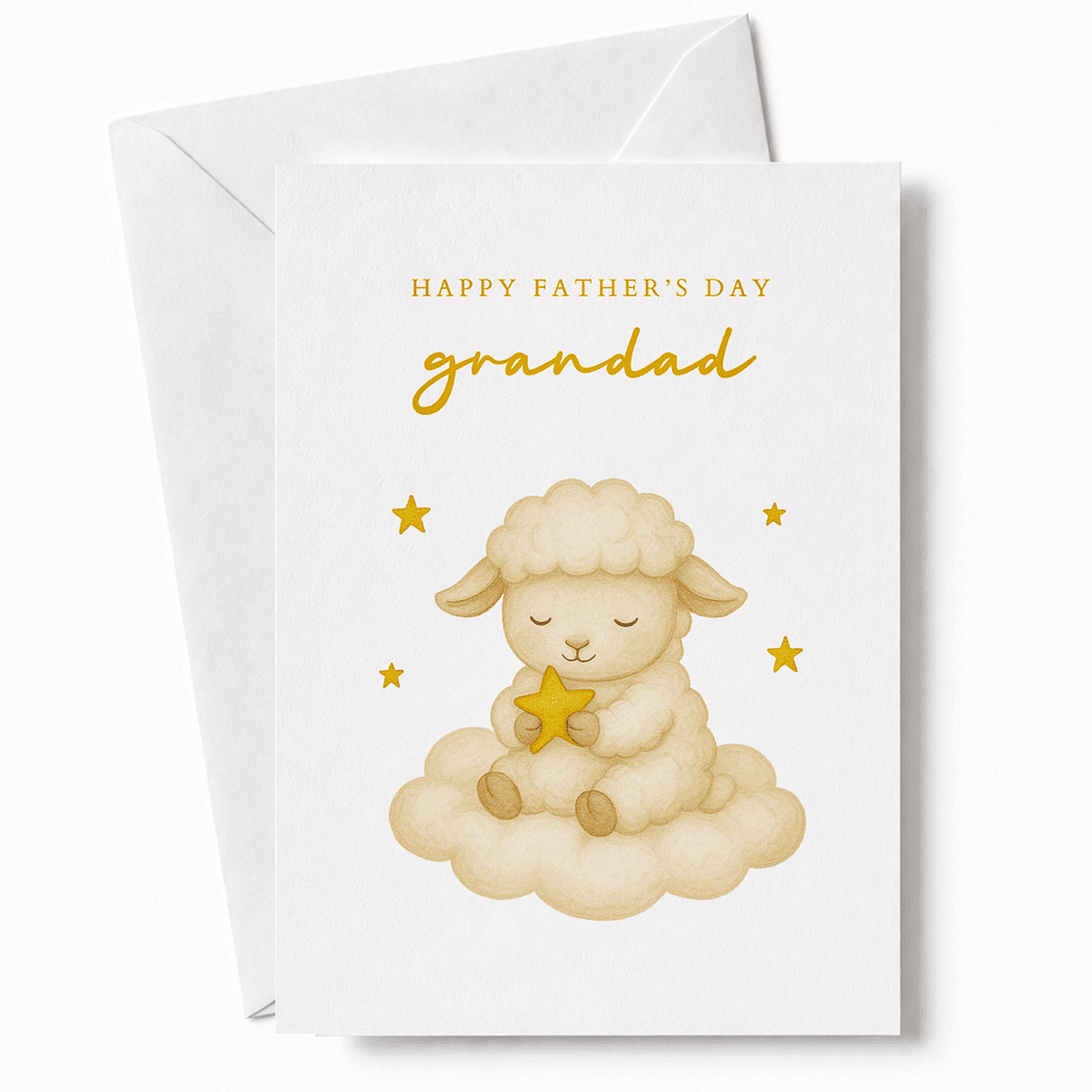 Father's Day Card for Grandad – Lamb on Cloud with Star | Handmade in Ireland
