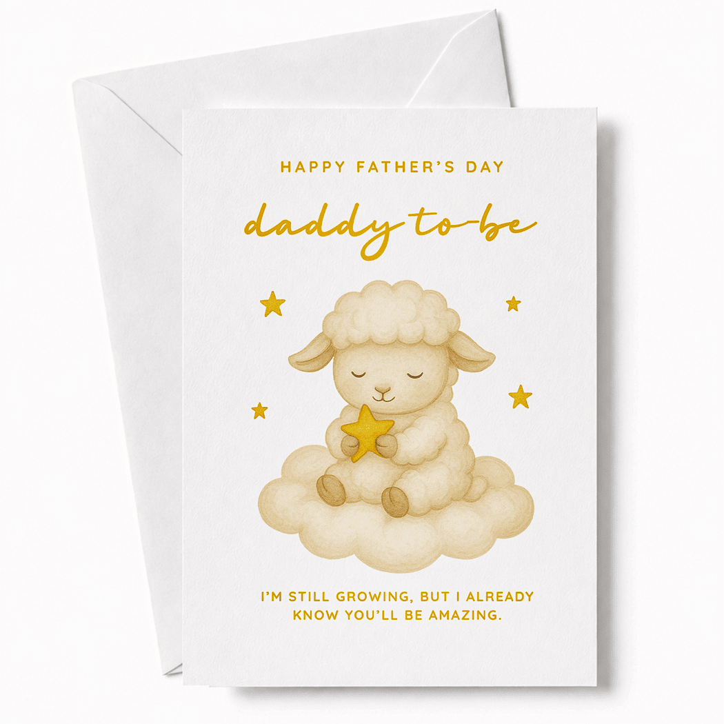 Daddy to Be Father's Day Card – Lamb with Stars From the Bump