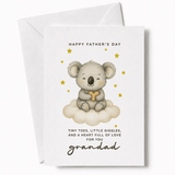 Father's Day card with a koala illustration and text on a white background