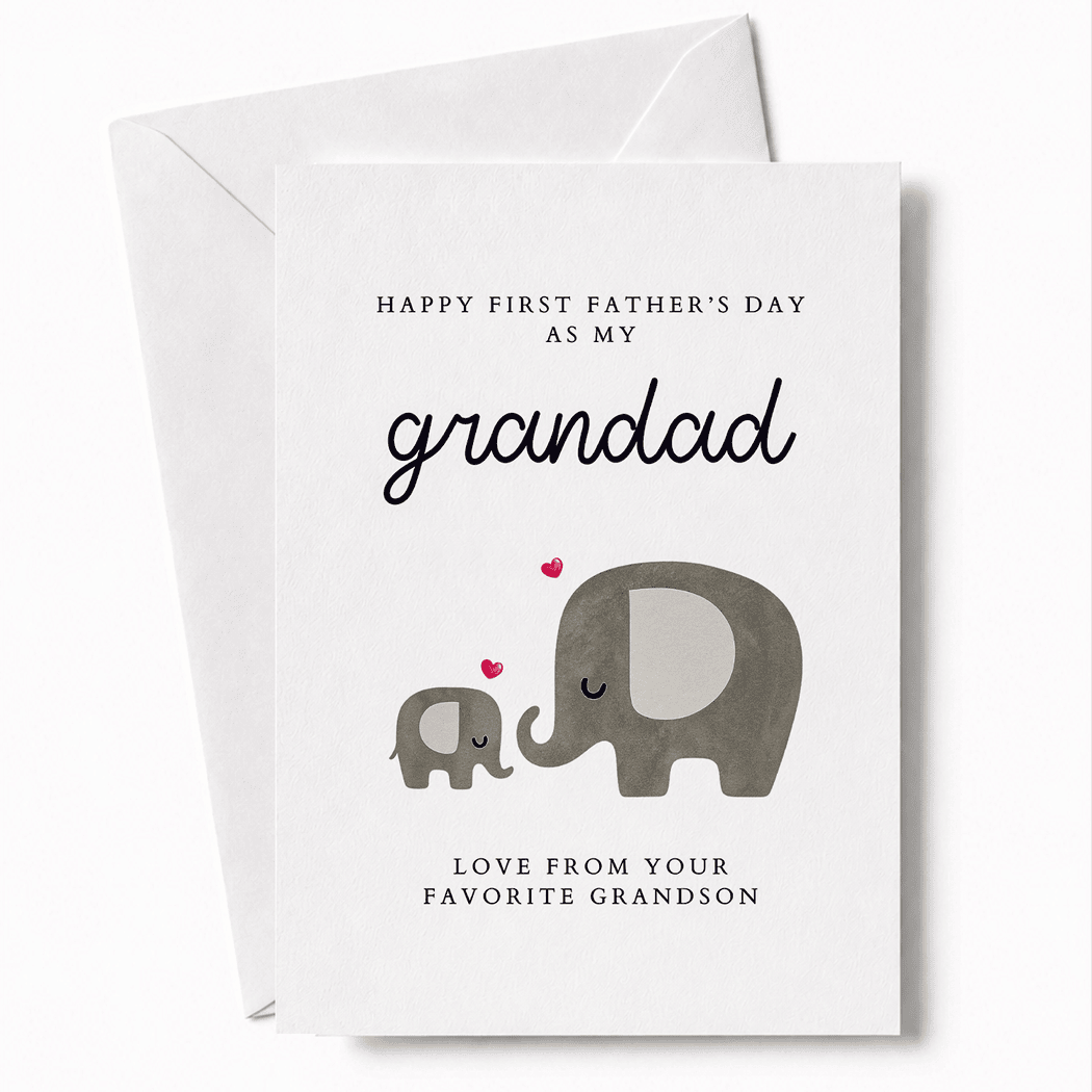 First Father's Day Card for Grandad – Elephants from Grandson | Handmade in Ireland