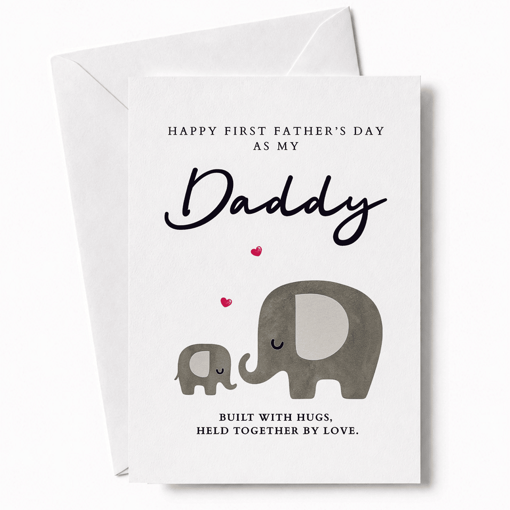 First Father's Day Card – Elephants with Hearts and Sweet Quote