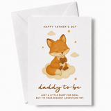 Father's Day card with a fox illustration and text on a white background