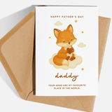 Father's Day card with a fox illustration and envelope