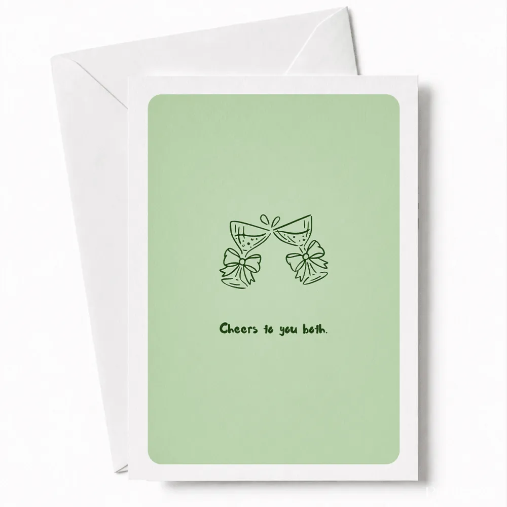 Cheers to You Both | Wedding Congratulations Card - happy couple, wedding card, two illustrated champagne, illustrated